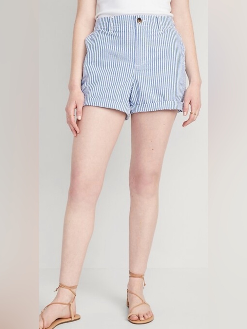 NWOT- OLD NAVY- MID RISE Blue and White Seersucker Shorts